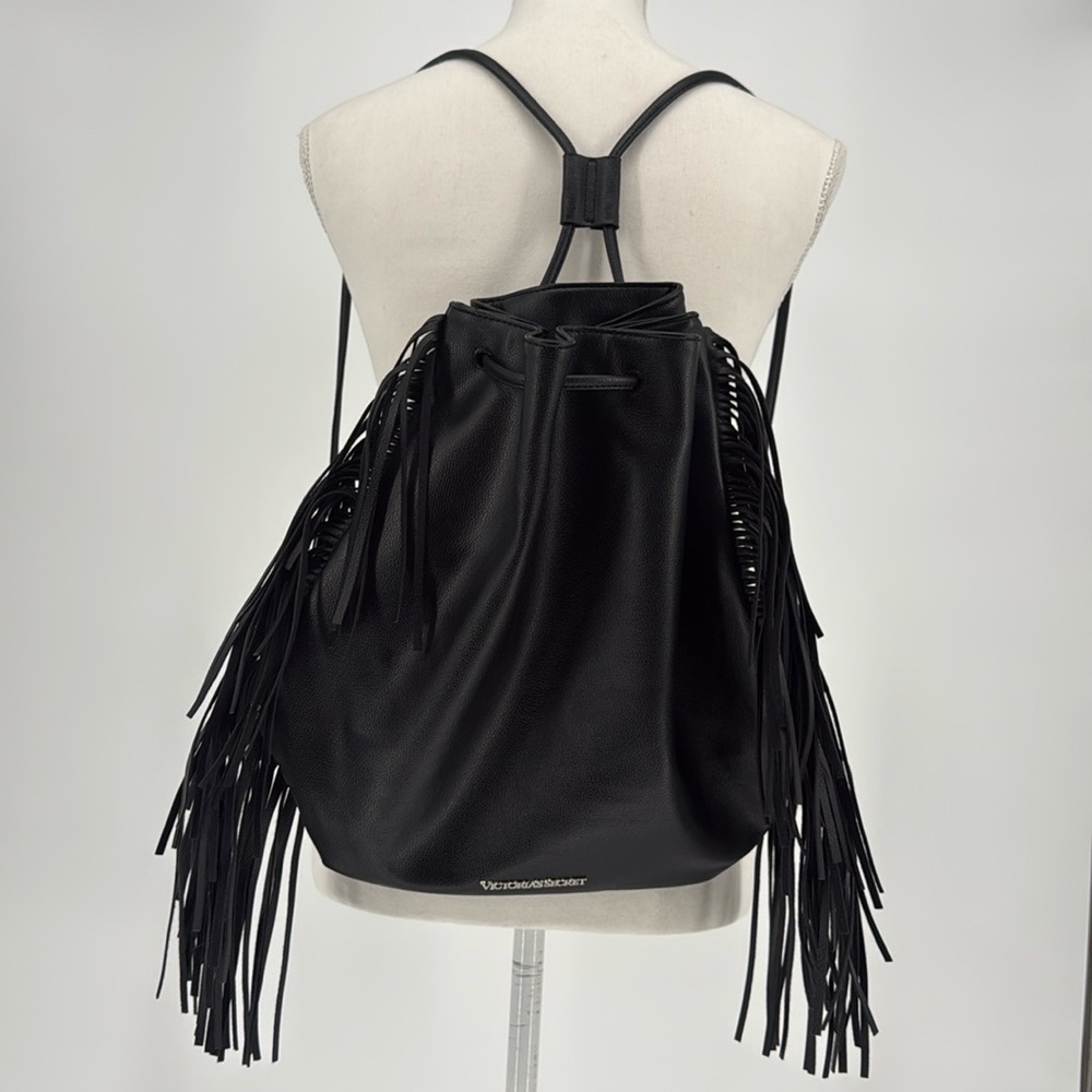 NWT Victoria's Secret Black Fringe Backpack